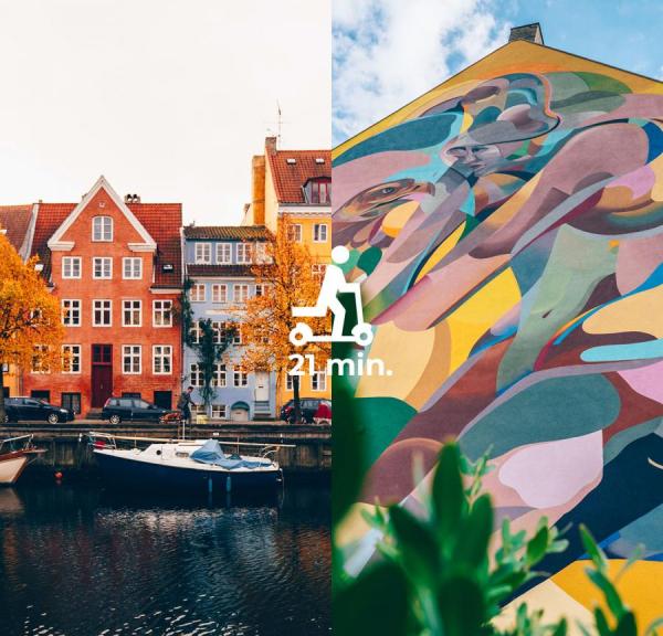 Colourful house and street art in Copenhagen