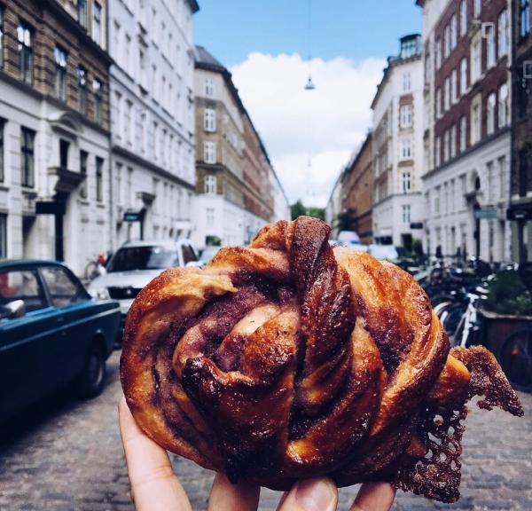 A Danish pastry in the wild on the streets of Copenhagen