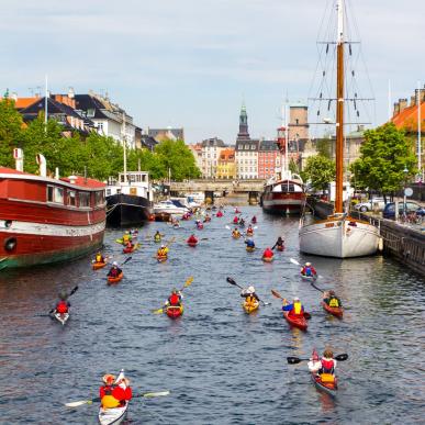 Kayaking Frederiksholm Canal, Copenhagen