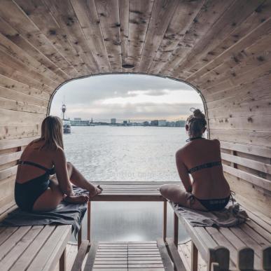 Relaxing in the sauna of CopenHot, Copenhagen
