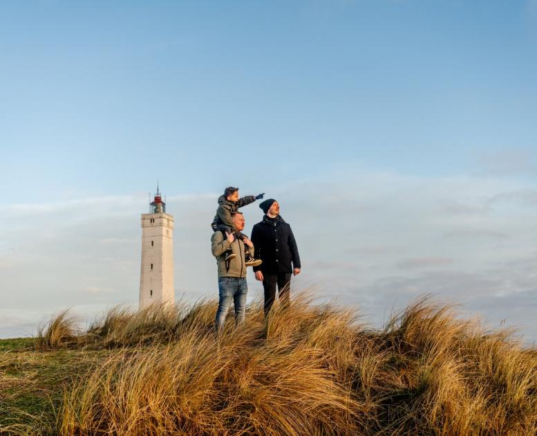 Family on Blåvandshuk lighthouse in Denmark